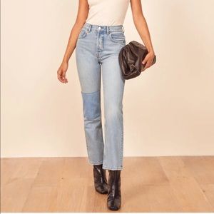Reformation Cynthia Patch High Rise Straight Jeans